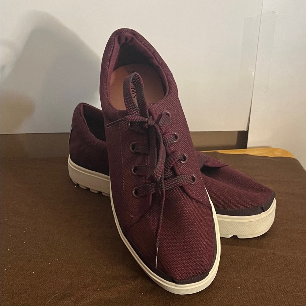 😄Toms canvas platform shoes laces 12W